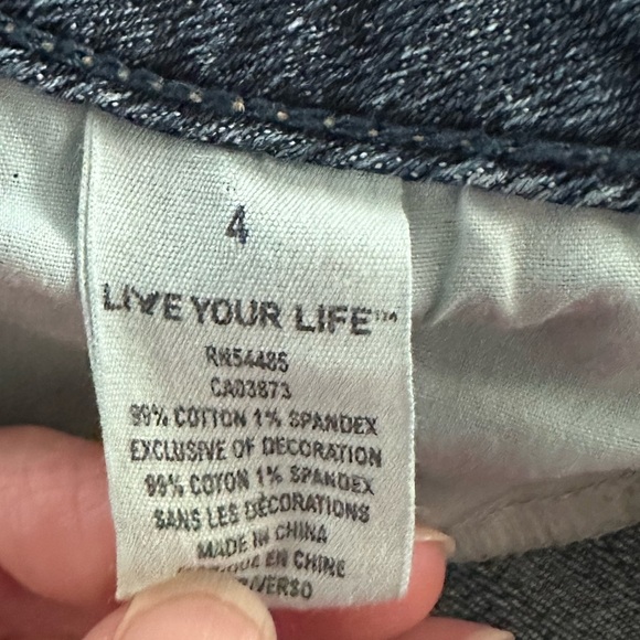 Denim and blue Skirt up cycle light acid wash distressed handmade - Picture 5 of 5